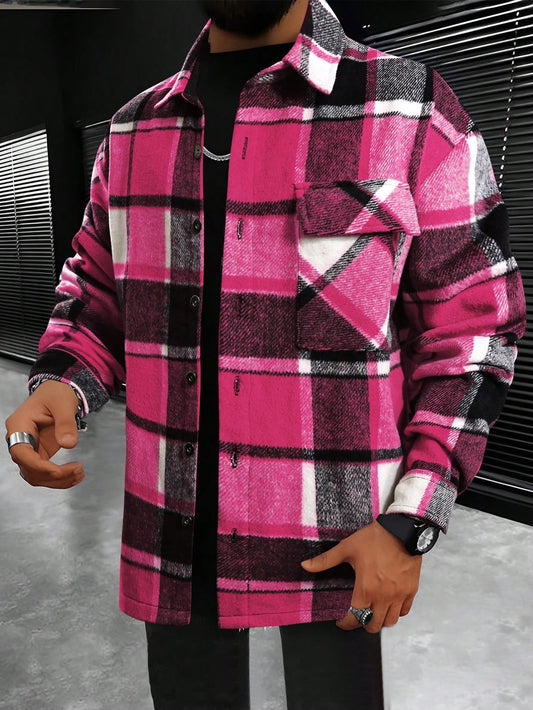 Rose Red Checkered Flannel Shirt