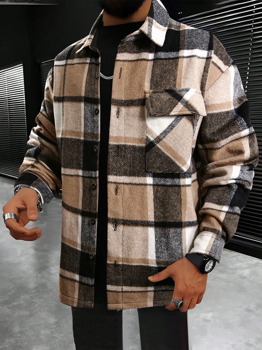 Coffee Brown Checkered Flannel